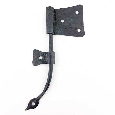Hammered Hinges [102.05L-RT] Forged Iron Cabinet Hinge - Original Flag - Left Mount w/ Rat Tail &amp; Support Flag - 1 3/4&quot; Flag