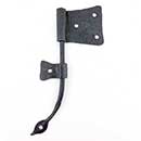 Hammered Hinges [102.05L-RT] Forged Iron Cabinet Hinge - Original Flag - Left Mount w/ Rat Tail & Support Flag - 1 3/4" Flag