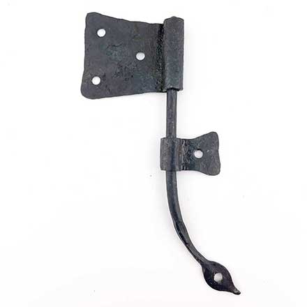 Hammered Hinges [102.05R-RT] Forged Iron Cabinet Hinge - Original Flag - Right Mount w/ Rat Tail &amp; Support Flag - 1 3/4&quot; Flag