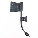 Hammered Hinges [102.05R-RT] Forged Iron Cabinet Hinge - Original Flag - Right Mount w/ Rat Tail & Support Flag - 1 3/4" Flag