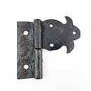 Hammered Hinges [110.50L-GF] Forged Iron Cabinet Hinge - Fleur de Lis Flag - Left Mount w/ Flush Mount Post - 2 1/8&quot; Flag