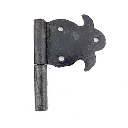 Hammered Hinges [110.50L-GM] Forged Iron Cabinet Hinge - Fleur de Lis Flag - Left Mount w/ 1/2 Mortise Post - 2 1/8&quot; Flag