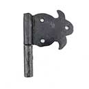 Hammered Hinges [110.50L-GM] Forged Iron Cabinet Hinge - Fleur de Lis Flag - Left Mount w/ 1/2 Mortise Post - 2 1/8&quot; Flag