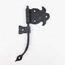 Hammered Hinges [110.50L-RT] Forged Iron Cabinet Hinge - Fleur de Lis Flag - Left Mount w/ Rat Tail & Support Flag - 2 1/8" Flag