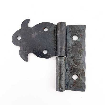 Hammered Hinges [110.50R-GF] Forged Iron Cabinet Hinge - Fleur de Lis Flag - Right Mount w/ Flush Mount Post - 2 1/8&quot; Flag