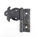 Hammered Hinges [110.50R-GF] Forged Iron Cabinet Hinge - Fleur de Lis Flag - Right Mount w/ Flush Mount Post - 2 1/8&quot; Flag