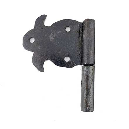 Hammered Hinges [110.50R-GM] Forged Iron Cabinet Hinge - Fleur de Lis Flag - Right Mount w/ 1/2 Mortise Post - 2 1/8&quot; Flag