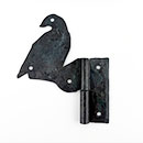 Hammered Hinges [111.35R-GF] Forged Iron Cabinet Hinge - BIrd Flag - Right Mount w/ Flush Mount Post - 2 7/8" Flag