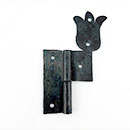 Hammered Hinges [112.20L-GF] Forged Iron Cabinet Hinge - Tulip Flag - Left Mount w/ Flush Mount Post - 1 7/8" Flag