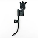 Hammered Hinges [112.20L-RT] Forged Iron Cabinet Hinge - Tulip Flag - Left Mount w/ Rat Tail &amp; Support Flag - 1 7/8" Flag