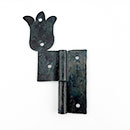 Hammered Hinges [112.20R-GF] Forged Iron Cabinet Hinge - Tulip Flag - Right Mount w/ Flush Mount Post - 1 7/8" Flag