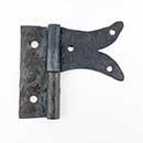 Hammered Hinges [113.25L-GF] Forged Iron Cabinet Hinge - Split Tail Flag - Left Mount w/ Flush Mount Post - 1 5/8&quot; Flag