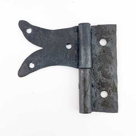 Hammered Hinges [113.25R-GF] Forged Iron Cabinet Hinge - Split Tail Flag - Right Mount w/ Flush Mount Post - 1 5/8&quot; Flag