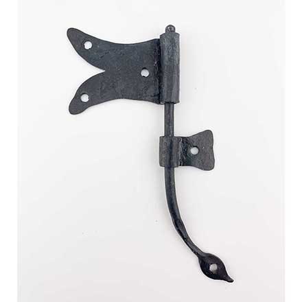 Hammered Hinges [113.25R-RT] Wrought Iron Cabinet Hinge - Split Tail Flag - Right Mount w/ Rat Tail &amp; Support Flag - 1 5/8&quot; Flag