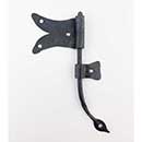 Hammered Hinges [113.25R-RT] Wrought Iron Cabinet Hinge - Split Tail Flag - Right Mount w/ Rat Tail &amp; Support Flag - 1 5/8&quot; Flag