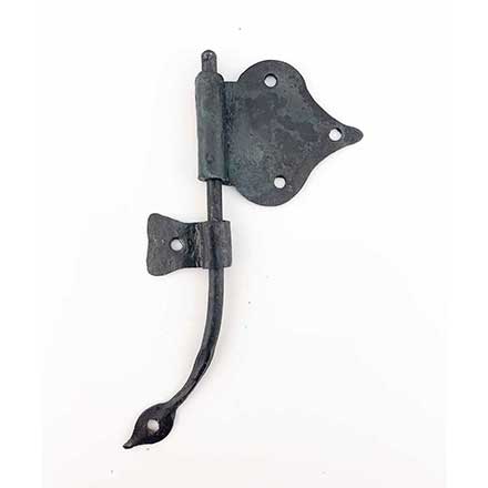Hammered Hinges [114.20L-RT] Forged Iron Cabinet Hinge - Spear Flag - Left Mount w/ Rat Tail &amp; Support Flag - 1 7/8&quot; Flag