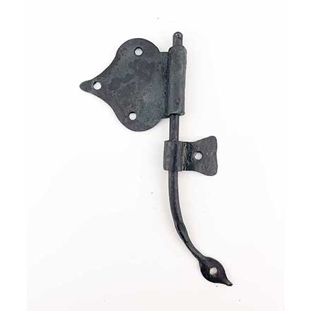 Hammered Hinges [114.20R-RT] Forged Iron Cabinet Hinge - Spear Flag - Right Mount w/ Rat Tail &amp; Support Flag - 1 7/8&quot; Flag