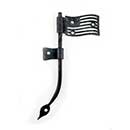 Hammered Hinges [118.20L-RT] Forged Iron Cabinet Hinge - Betsy Ross Flag - Left Mount w/ Rat Tail & Support Flag - 1" Flag
