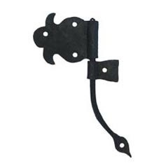 Hammered Hinges [110.50R-RT] Wrought Iron Cabinet Hinge - Fleur de Lis Flag - Right Mount w/ Rat Tail &amp; Support Flag - 2 1/8&quot; Flag