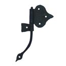 Hammered Hinges [114.20L-RT] Wrought Iron Cabinet Hinge - Spear Flag - Left Mount w/ Rat Tail & Support Flag - 1 7/8" Flag