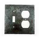 Hammered Hinges [901TS.921SO] Forged Iron Wall Plug & Switch Plate Cover - Single Switch / Double Outlet - Natural Linseed Finish