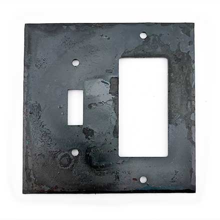 Hammered Hinges [901TS.931FO] Forged Iron Wall Plate - Single Toggle / Rocker GFI - Natural Linseed Finish