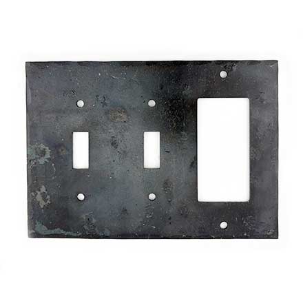 Hammered Hinges [902TS-931FO] Forged Iron Wall Plate - Double Toggle &amp; Single Rocker/GFI - Natural Linseed Finish