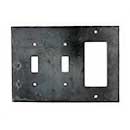 Hammered Hinges [902TS-931FO] Forged Iron Wall Plate - Double Toggle & Single Rocker/GFI - Natural Linseed Finish