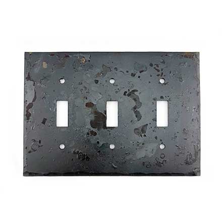 Hammered Hinges [903TS] Forged Iron Wall Plate - Triple Toggle - Natural Linseed Finish