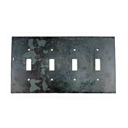 Hammered Hinges [904TS] Forged Iron Wall Plate - Quadruple Toggle - Natural Linseed Finish