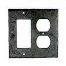 Hammered Hinges [911FS-921SO] Forged Iron Wall Plate - Single Duplex Receptacle & Rocker/GFI - Natural Linseed Finish
