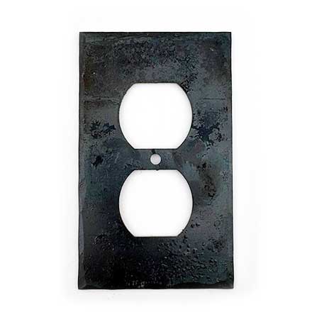 Hammered Hinges [921SO] Forged Iron Wall Plate - Single Duplex Receptacle - Natural Linseed Finish