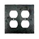 Hammered Hinges [922SO] Forged Iron Wall Plate - Double Duplex Receptacle - Natural Linseed Finish