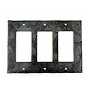 Hammered Hinges [933FO] Forged Iron Wall Plate - Triple Rocker/GFI - Natural Linseed Finish