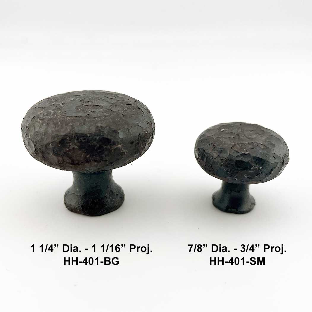 Hammered Hinges [401.SM] Forged Iron Cabinet & Drawer Knob