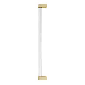Hapny Home [C1002-SB] Acrylic & Solid Brass Appliance Pull Handle - Clarity Series - Oversized - Clear - Satin Brass Finish - 18" C/C - 18 15/16" L