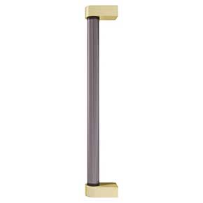 Hapny Home [C1001-BSB] Acrylic & Solid Brass Appliance Pull Handle - Clarity Series - Oversized - Smoke - Satin Brass Finish - 12" C/C - 12 15/16" L