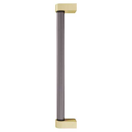 Hapny Home [C1001-BSB] Acrylic &amp; Solid Brass Appliance Pull Handle - Clarity Series - Oversized - Smoke - Satin Brass Finish - 12&quot; C/C - 12 15/16&quot; L