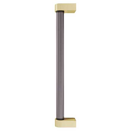 Hapny Home [C1001-BSB] Acrylic &amp; Solid Brass Appliance Pull Handle - Clarity Series - Oversized - Smoke - Satin Brass Finish - 12" C/C - 12 15/16" L
