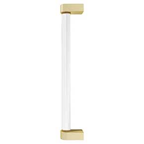 Hapny Home [C1001-SB] Acrylic & Solid Brass Appliance Pull Handle - Clarity Series - Oversized - Clear - Satin Brass Finish - 12" C/C - 12 15/16" L