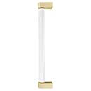 Hapny Home [C1001-SB] Acrylic &amp; Solid Brass Appliance Pull Handle - Clarity Series - Oversized - Clear - Satin Brass Finish - 12&quot; C/C - 12 15/16&quot; L