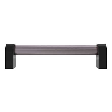 Hapny Home [C502-BMB] Acrylic &amp; Solid Brass Cabinet Pull Handle - Clarity Series - Oversized - Smoke - Matte Black Finish - 5&quot; C/C - 5 3/8&quot; L