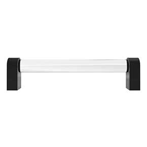 Hapny Home [C502-MB] Acrylic & Solid Brass Cabinet Pull Handle - Clarity Series - Oversized - Clear - Matte Black Finish - 5" C/C - 5 3/8" L