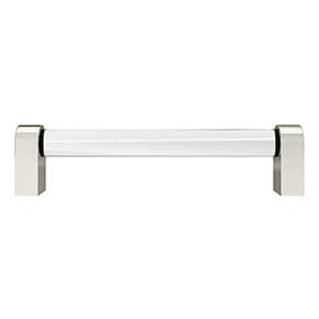 Hapny Home [C502-PN] Acrylic & Solid Brass Cabinet Pull Handle - Clarity Series - Oversized - Clear - Polished Nickel Finish - 5" C/C - 5 3/8" L
