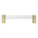 Hapny Home [C502-SB] Acrylic & Solid Brass Cabinet Pull Handle - Clarity Series - Oversized - Clear - Satin Brass Finish - 5" C/C - 5 3/8" L
