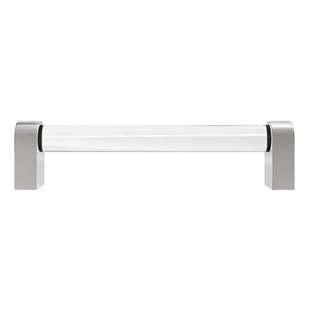 Hapny Home [C502-SN] Acrylic &amp; Solid Brass Cabinet Pull Handle - Clarity Series - Oversized - Clear - Satin Nickel Finish - 5&quot; C/C - 5 3/8&quot; L