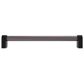 Hapny Home [C503-BMB] Acrylic & Solid Brass Cabinet Pull Handle - Clarity Series - Oversized - Smoke - Matte Black Finish - 8" C/C - 8 3/8" L