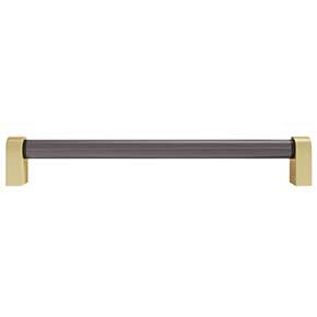 Hapny Home [C503-BSB] Acrylic & Solid Brass Cabinet Pull Handle - Clarity Series - Oversized - Smoke - Satin Brass Finish - 8" C/C - 8 3/8" L