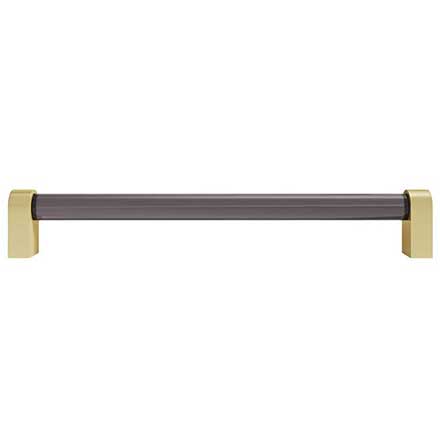 Hapny Home [C503-BSB] Acrylic &amp; Solid Brass Cabinet Pull Handle - Clarity Series - Oversized - Smoke - Satin Brass Finish - 8" C/C - 8 3/8" L