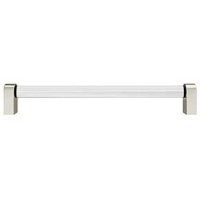 Hapny Home [C503-PN] Acrylic & Solid Brass Cabinet Pull Handle - Clarity Series - Oversized - Clear - Polished Nickel Finish - 8" C/C - 8 3/8" L